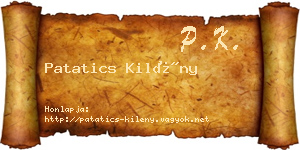 Patatics Kilény névjegykártya